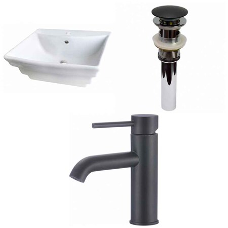 American Imaginations 19.75-in. W Above Counter White Vessel Set For 1 Hole Center Faucet AI-30046